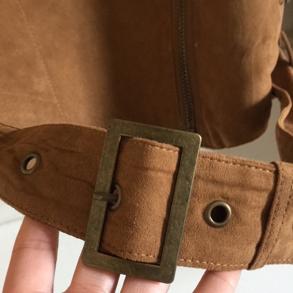Faux Suede brown biker jacket - Picture 4 of 5